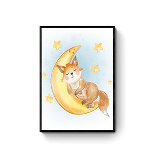 Cuadro Zorrito y Luna - Fine Art Infantil | Artenigma