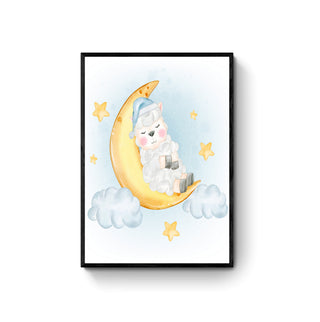 Cuadro Oveja y Luna - Fine Art Infantil | Artenigma