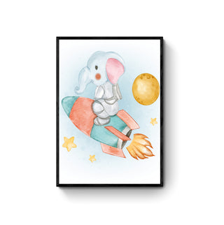 Cuadro Elefante Astronauta - Fine Art Infantil | Artenigma