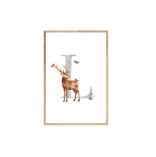 L inicial venado con pájaros - Antonia García de la Huerta