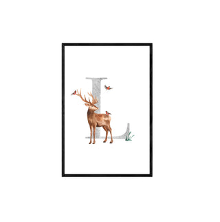 L inicial venado con pájaros - Antonia García de la Huerta