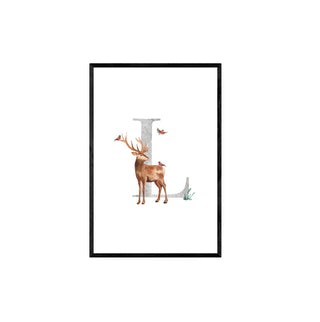 L inicial venado con pájaros - Antonia García de la Huerta