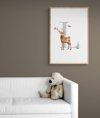 L inicial venado con pájaros - Antonia García de la Huerta