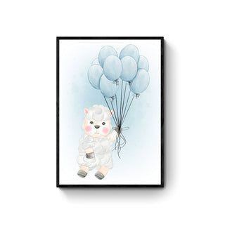 Cuadro Oveja con Globos - Fine Art Infantil | Artenigma