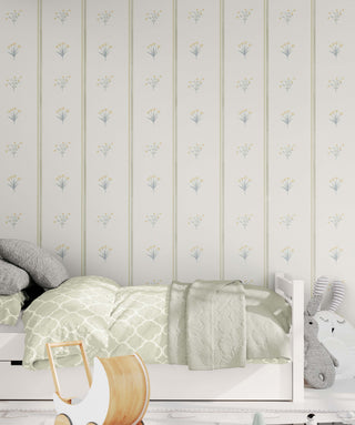 Papel Mural Flores Vintage Amarillas  - María Gracia Mingo - Papel Mural Infantil | Artenigma