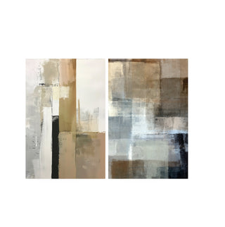 Set Materia, 2 cuadros decorativos abstractos en tonos tierra y gris