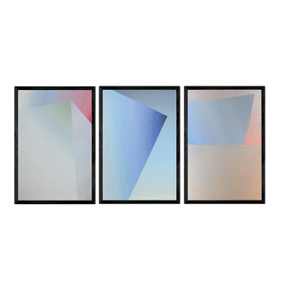 Set Planos de Color, 3 cuadros decorativos abstractos en tonos pastel y azul enmarcados en negro